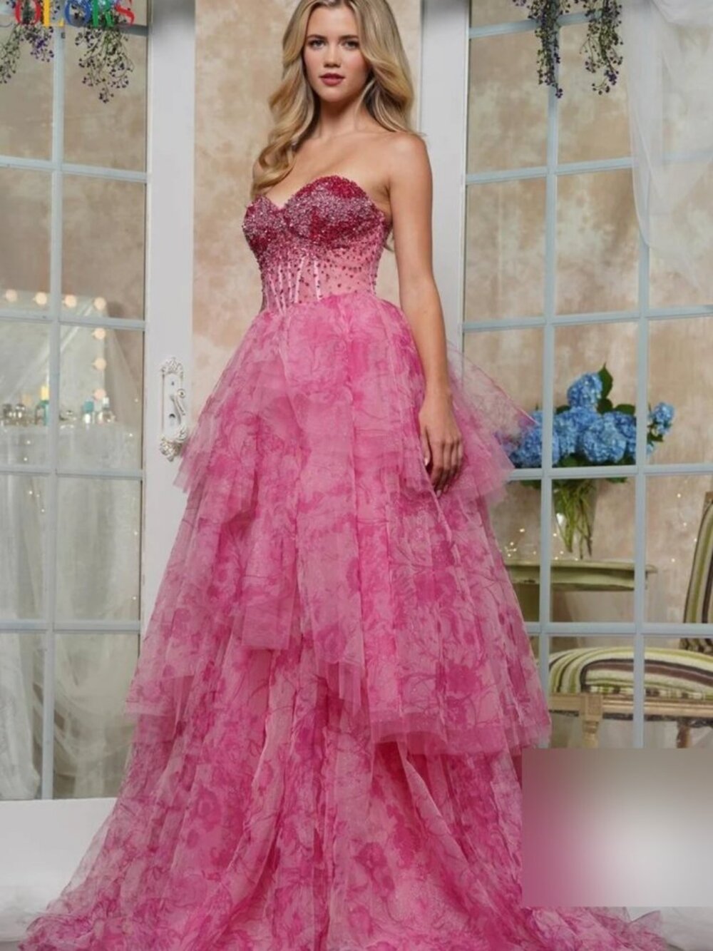 Size 10 Colors Dress 3572 Coral Pink Beaded Corset Ball Gown NWT